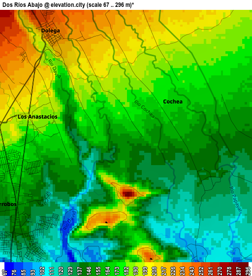 Dos Ríos Abajo elevation map