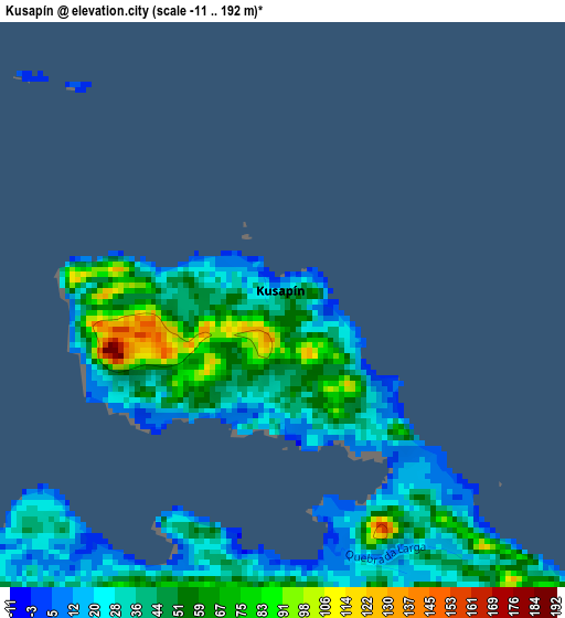 Kusapín elevation map
