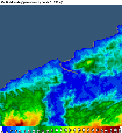 Coclé del Norte elevation map