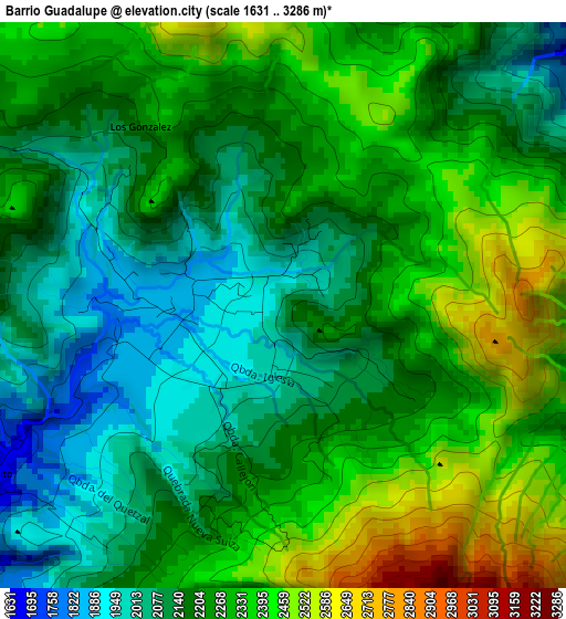 Barrio Guadalupe elevation map