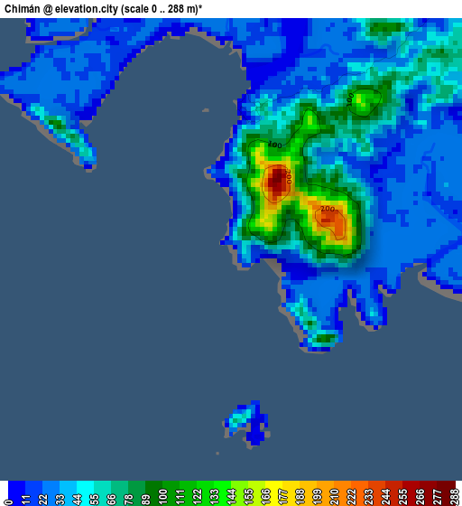 Chimán elevation map