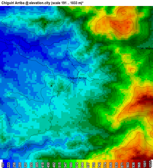 Chiguirí Arriba elevation map