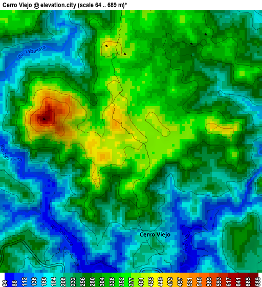 Cerro Viejo elevation map