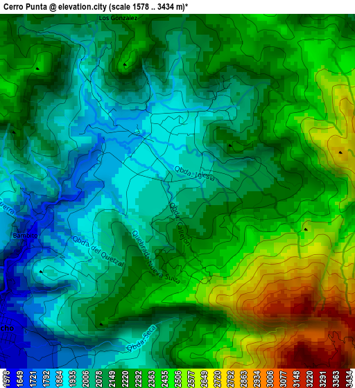 Cerro Punta elevation map