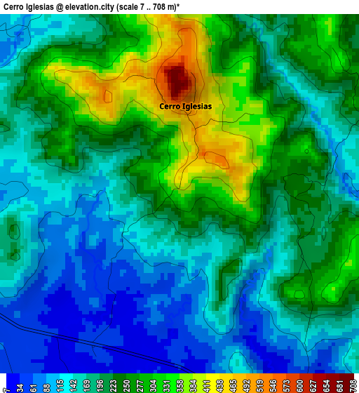 Cerro Iglesias elevation map