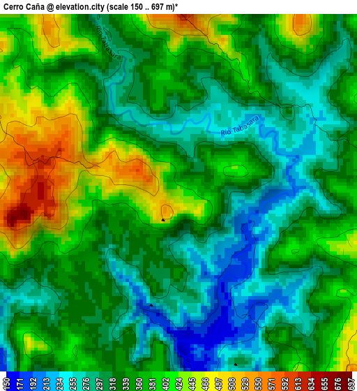 Cerro Caña elevation map