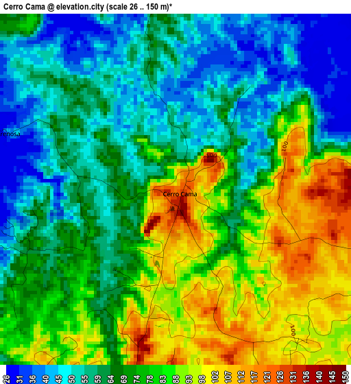 Cerro Cama elevation map