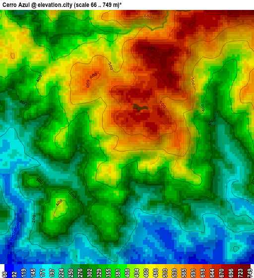 Cerro Azul elevation map