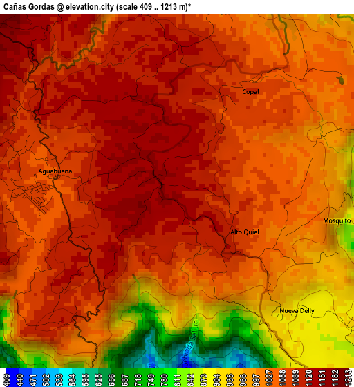 Cañas Gordas elevation map