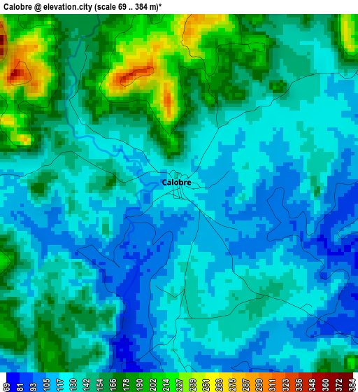 Calobre elevation map