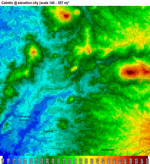 Caimito elevation map