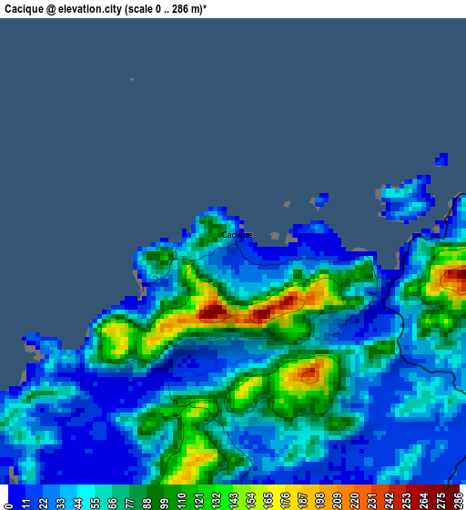 Cacique elevation map