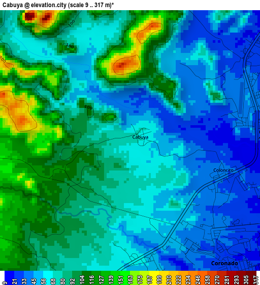 Cabuya elevation map