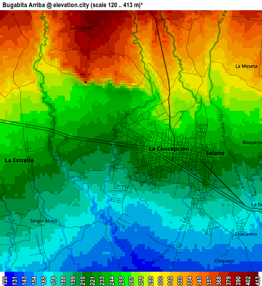 Bugabita Arriba elevation map