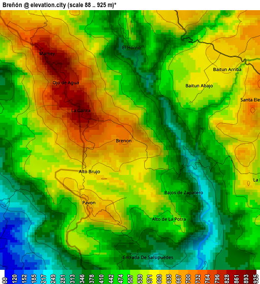 Breñón elevation map