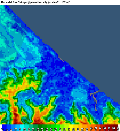 Boca del Río Chiriquí elevation map