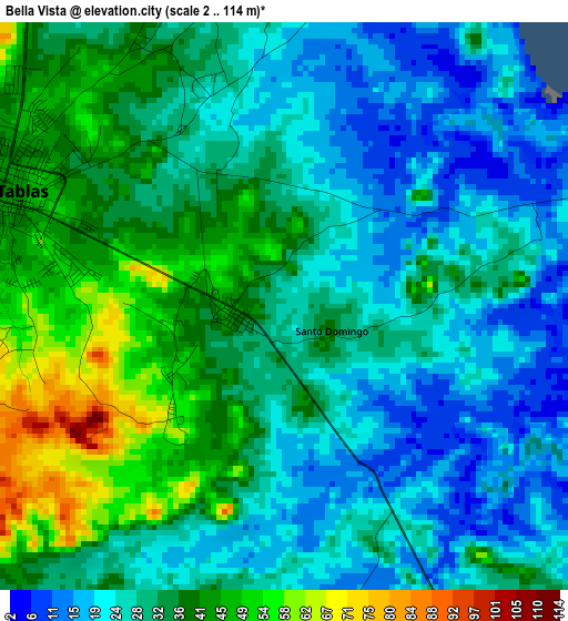 Bella Vista elevation map