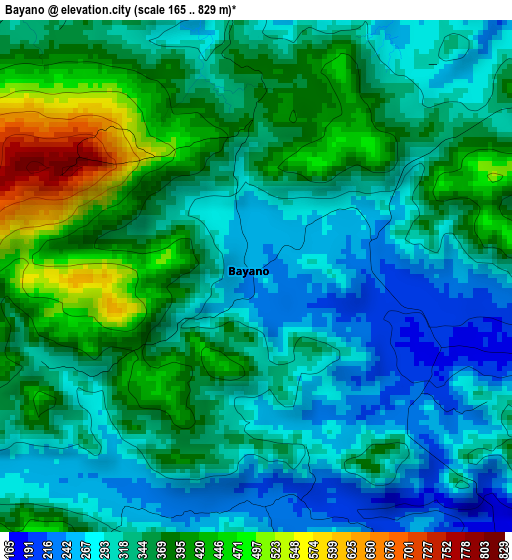 Bayano elevation map