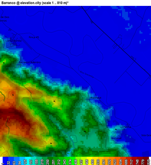 Barranco elevation map