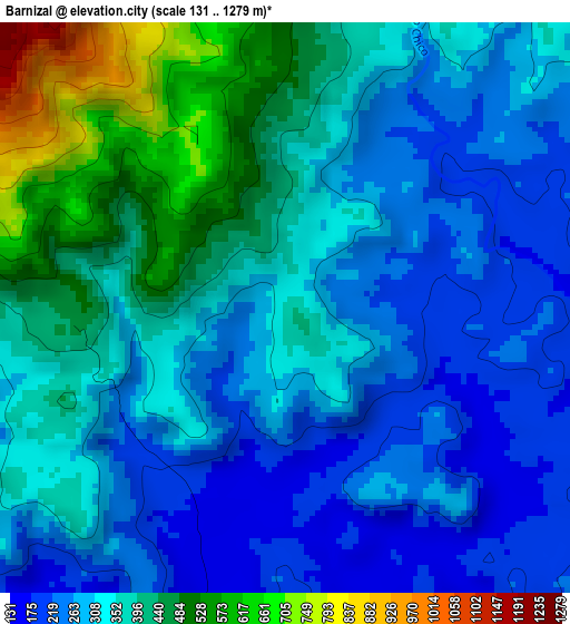 Barnizal elevation map