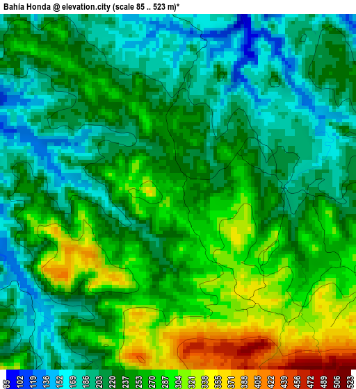 Bahía Honda elevation map