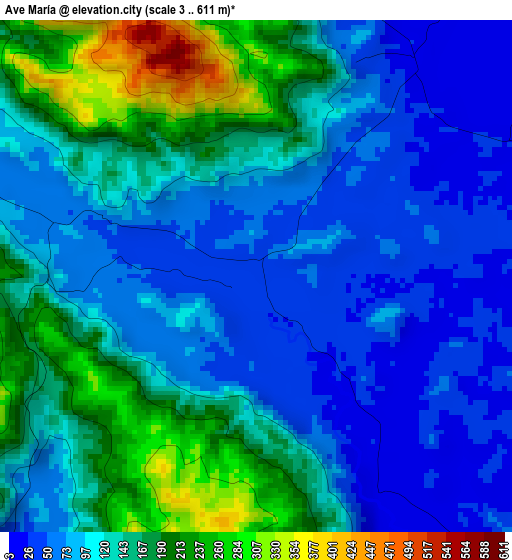 Ave María elevation map