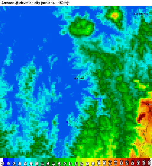 Arenosa elevation map