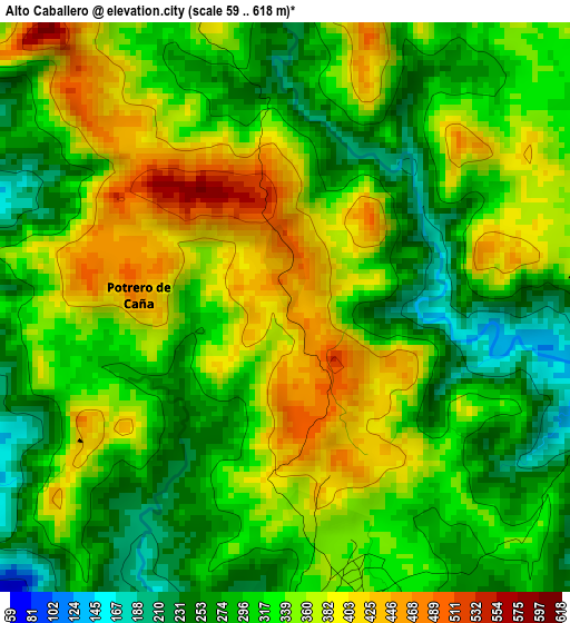 Alto Caballero elevation map