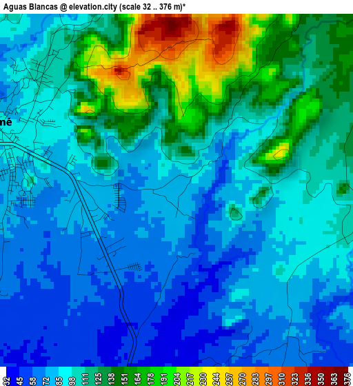 Aguas Blancas elevation map