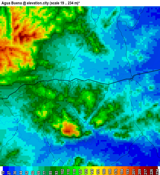 Agua Buena elevation map
