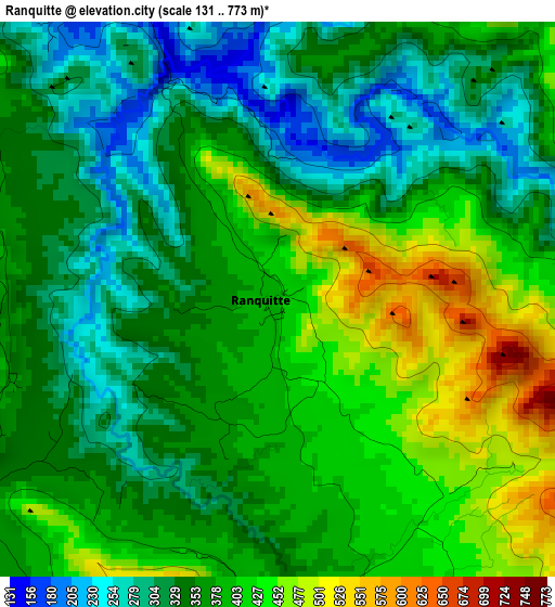 Ranquitte elevation map