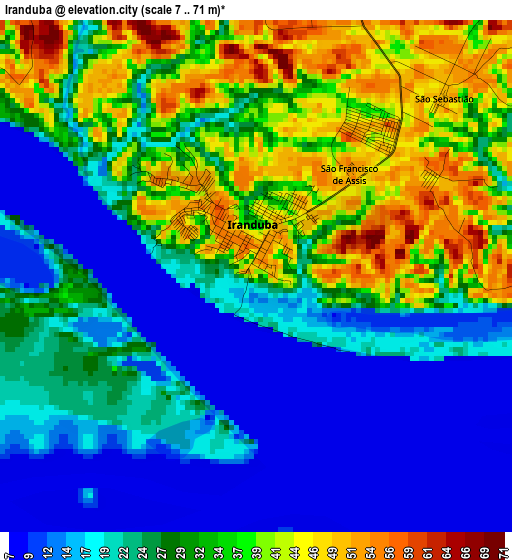 Iranduba elevation map