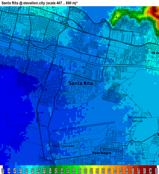 Santa Rita elevation map