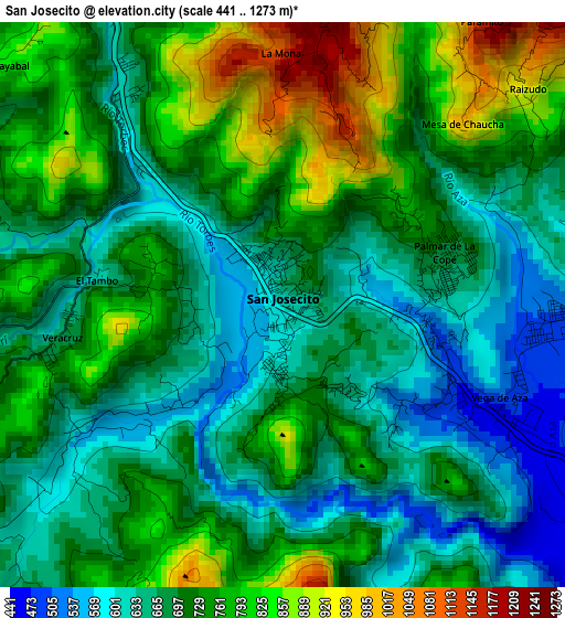 San Josecito elevation map