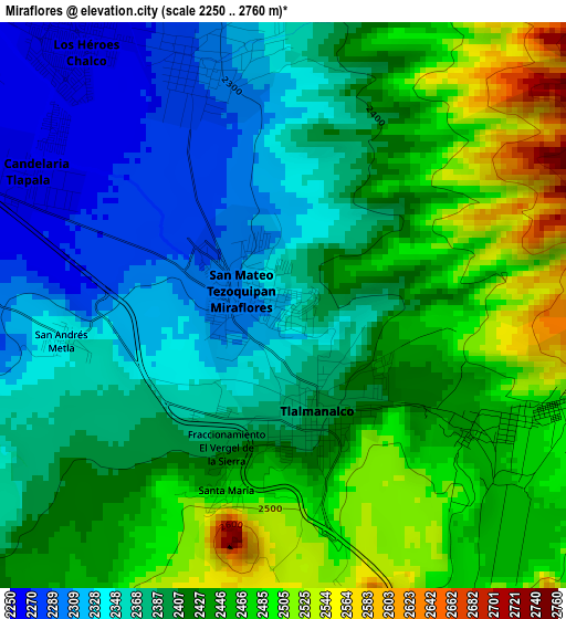 Miraflores elevation map