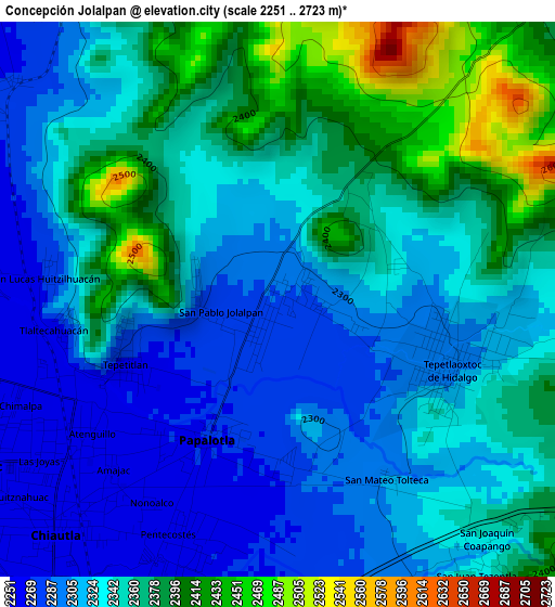 Concepción Jolalpan elevation map