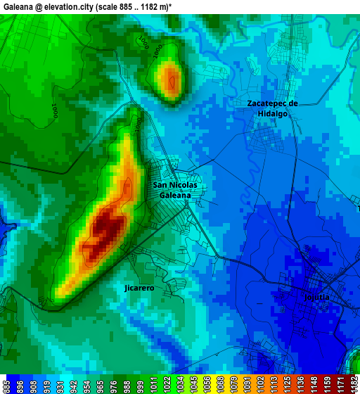 Galeana elevation map