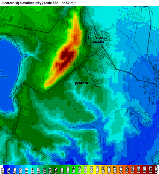 Jicarero elevation map