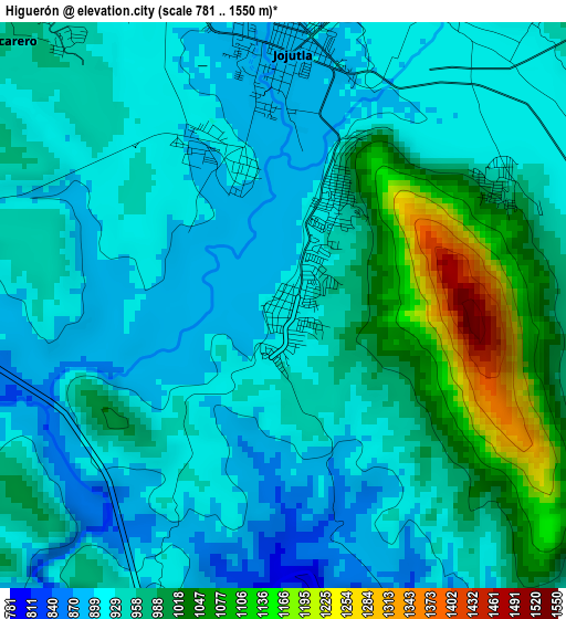 Higuerón elevation map