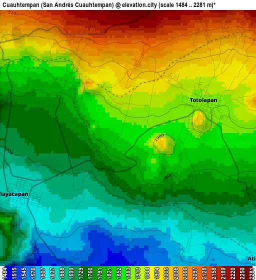 Cuauhtempan (San Andrés Cuauhtempan) elevation map