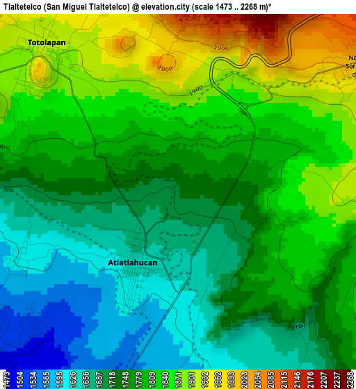 Tlaltetelco (San Miguel Tlaltetelco) elevation map