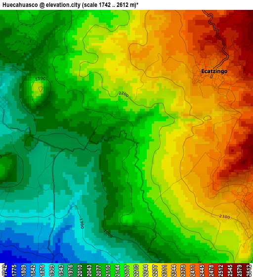 Huecahuasco elevation map