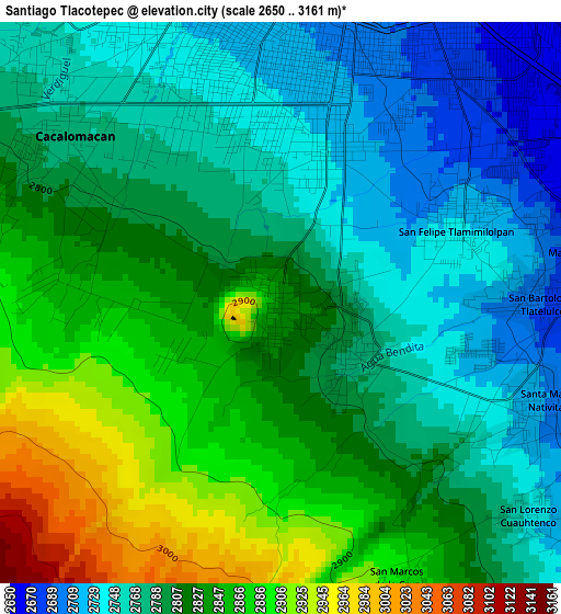 Santiago Tlacotepec elevation map