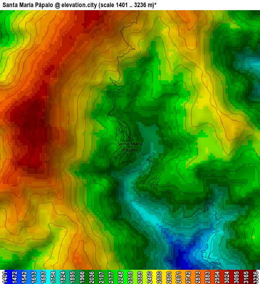 Santa María Pápalo elevation map