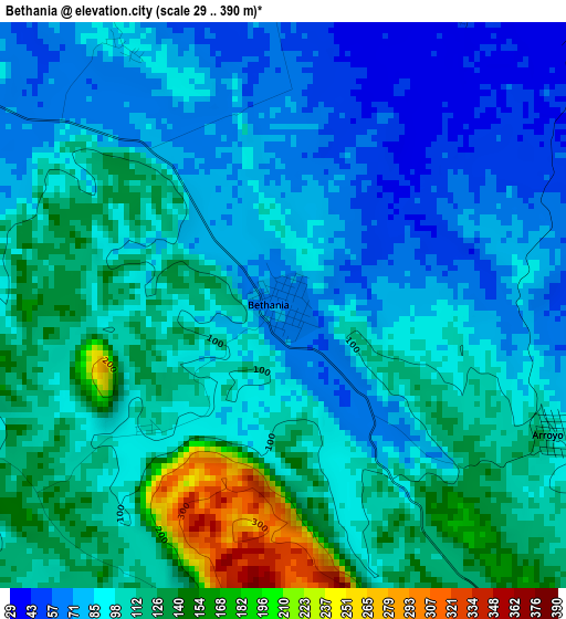 Bethania elevation map