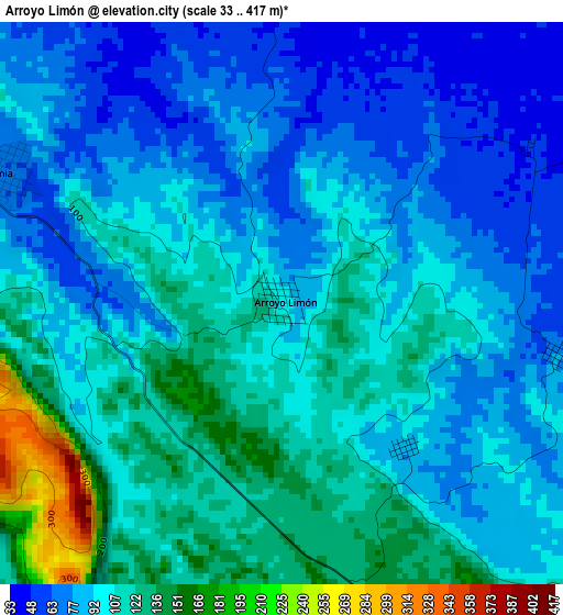 Arroyo Limón elevation map