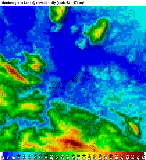 Montenegro la Lana elevation map