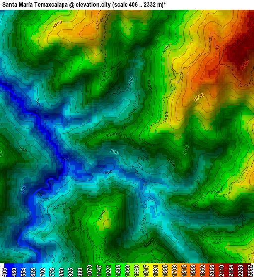 Santa María Temaxcalapa elevation map