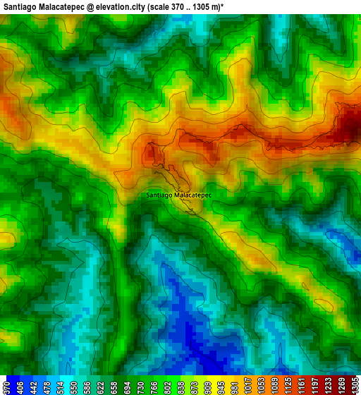 Santiago Malacatepec elevation map