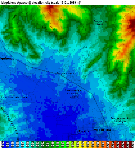 Magdalena Apasco elevation map